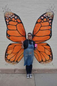 Diane the Butterfly Mural on south side of Kearney's Yanda's.